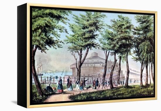 Castle Garden from the Battery, New York, 1848-Currier & Ives-Framed Premier Image Canvas
