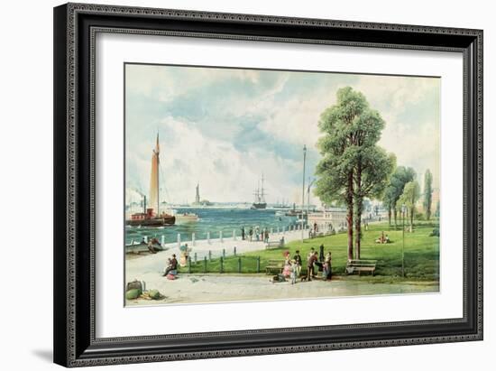 Castle Garden (View of Battery Park from South Ferry to Castle Garden) C.1886 (Embossed Litho)-Andrew Melrose-Framed Giclee Print