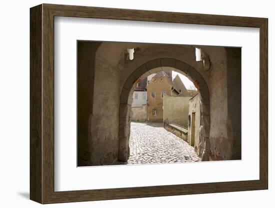 Castle Gate to the Albrechtsburg in Mei§en, View at the Houses at the Freiheit-Uwe Steffens-Framed Photographic Print