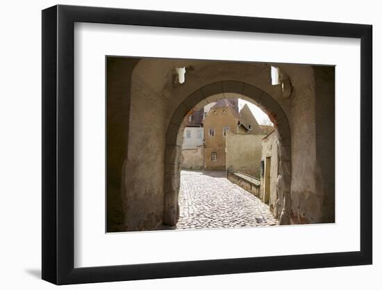 Castle Gate to the Albrechtsburg in Mei§en, View at the Houses at the Freiheit-Uwe Steffens-Framed Photographic Print