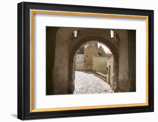 Castle Gate to the Albrechtsburg in Mei§en, View at the Houses at the Freiheit-Uwe Steffens-Framed Photographic Print