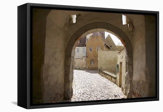 Castle Gate to the Albrechtsburg in Mei§en, View at the Houses at the Freiheit-Uwe Steffens-Framed Premier Image Canvas