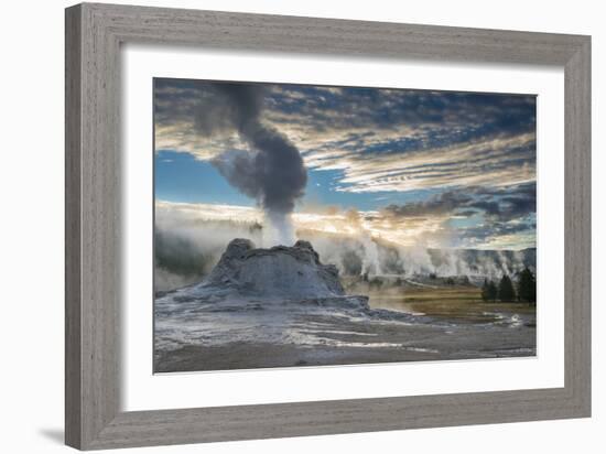 Castle Geyser And Upper Geyser Basin At Sunrise, Yellowstone National Park-Bryan Jolley-Framed Photographic Print