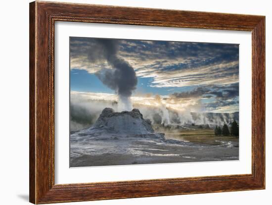 Castle Geyser And Upper Geyser Basin At Sunrise, Yellowstone National Park-Bryan Jolley-Framed Photographic Print