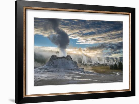 Castle Geyser And Upper Geyser Basin At Sunrise, Yellowstone National Park-Bryan Jolley-Framed Photographic Print