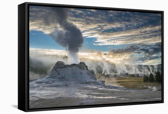 Castle Geyser And Upper Geyser Basin At Sunrise, Yellowstone National Park-Bryan Jolley-Framed Stretched Canvas