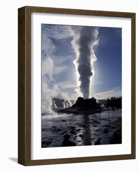 Castle Geyser at Sunrise in Yellowstone National Park, Wyoming, USA-Diane Johnson-Framed Photographic Print