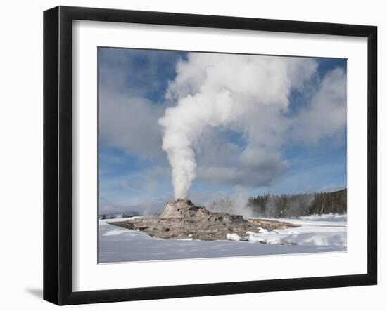 Castle Geyser Erupting in Winter Landscape, Yellowstone National Park, UNESCO World Heritage Site, -Kimberly Walker-Framed Photographic Print