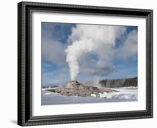 Castle Geyser Erupting in Winter Landscape, Yellowstone National Park, UNESCO World Heritage Site, -Kimberly Walker-Framed Photographic Print