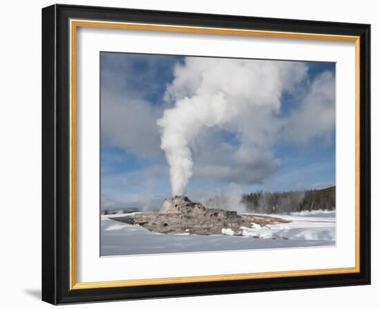 Castle Geyser Erupting in Winter Landscape, Yellowstone National Park, UNESCO World Heritage Site, -Kimberly Walker-Framed Photographic Print