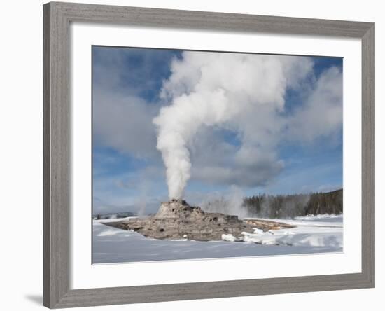 Castle Geyser Erupting in Winter Landscape, Yellowstone National Park, UNESCO World Heritage Site, -Kimberly Walker-Framed Photographic Print