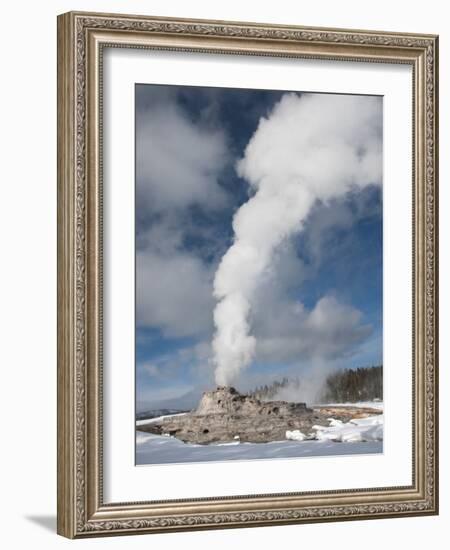 Castle Geyser Erupting in Winter Landscape, Yellowstone National Park, UNESCO World Heritage Site, -Kimberly Walker-Framed Photographic Print