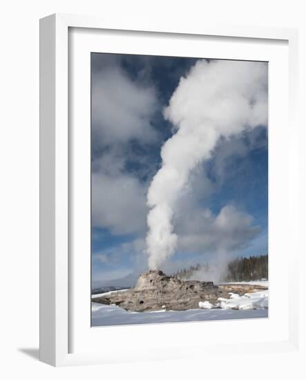 Castle Geyser Erupting in Winter Landscape, Yellowstone National Park, UNESCO World Heritage Site, -Kimberly Walker-Framed Photographic Print