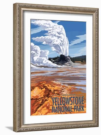 Castle Geyser - Yellowstone National Park-Lantern Press-Framed Art Print