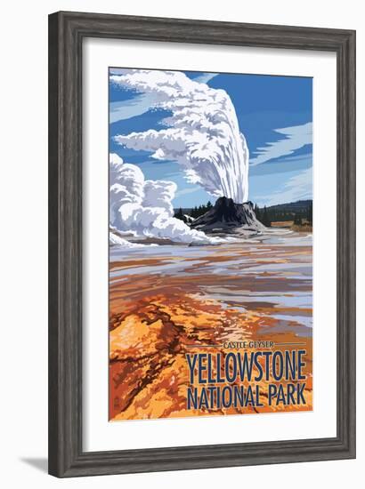 Castle Geyser - Yellowstone National Park-Lantern Press-Framed Art Print