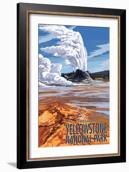 Castle Geyser - Yellowstone National Park-Lantern Press-Framed Art Print