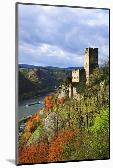 Castle Gutenfels High Above the Rhine, Autumn, on the Bottom Left the Town Kaub-Uwe Steffens-Mounted Photographic Print