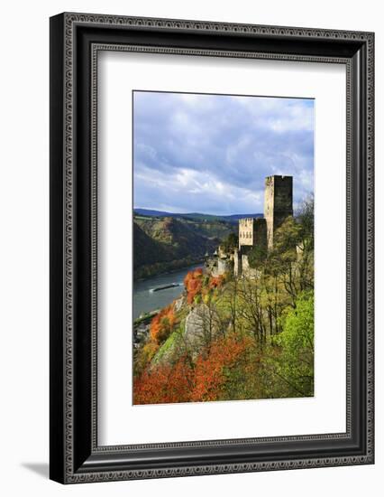 Castle Gutenfels High Above the Rhine, Autumn, on the Bottom Left the Town Kaub-Uwe Steffens-Framed Photographic Print