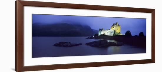 Castle Lit Up at Dusk, Eilean Donan Castle, Loch Duich, Dornie, Highlands Region, Scotland-null-Framed Photographic Print