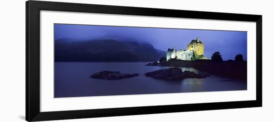 Castle Lit Up at Dusk, Eilean Donan Castle, Loch Duich, Dornie, Highlands Region, Scotland-null-Framed Photographic Print