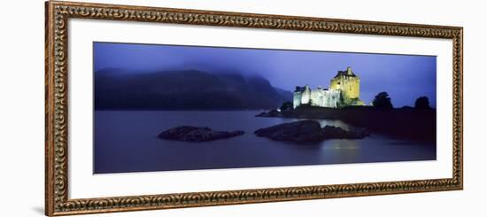 Castle Lit Up at Dusk, Eilean Donan Castle, Loch Duich, Dornie, Highlands Region, Scotland-null-Framed Photographic Print