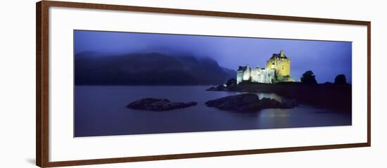 Castle Lit Up at Dusk, Eilean Donan Castle, Loch Duich, Dornie, Highlands Region, Scotland-null-Framed Photographic Print