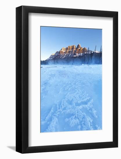 Castle Mountain and the Bow River in Winter, Banff National Park, Alberta, Canada, North America-Miles Ertman-Framed Photographic Print