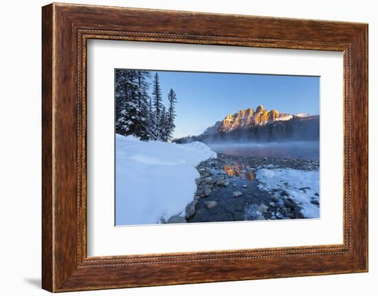 Castle Mountain and the Bow River in Winter, Banff National Park, Alberta, Canada, North America-Miles Ertman-Framed Photographic Print