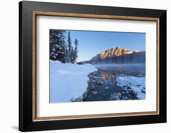 Castle Mountain and the Bow River in Winter, Banff National Park, Alberta, Canada, North America-Miles Ertman-Framed Photographic Print