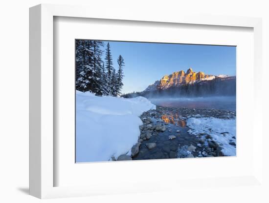 Castle Mountain and the Bow River in Winter, Banff National Park, Alberta, Canada, North America-Miles Ertman-Framed Photographic Print