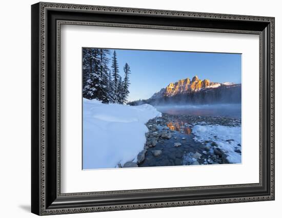 Castle Mountain and the Bow River in Winter, Banff National Park, Alberta, Canada, North America-Miles Ertman-Framed Photographic Print