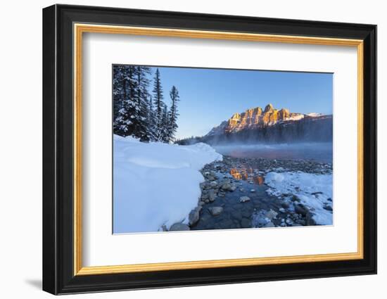 Castle Mountain and the Bow River in Winter, Banff National Park, Alberta, Canada, North America-Miles Ertman-Framed Photographic Print