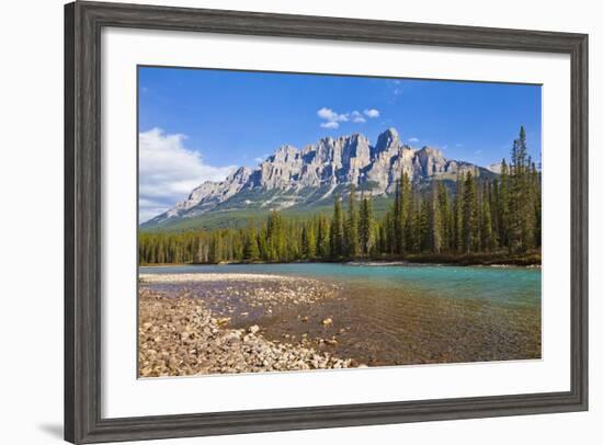 Castle Mountain Behind the Bow River at Castle Junction-Neale Clark-Framed Photographic Print