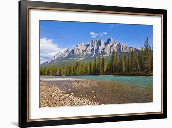 Castle Mountain Behind the Bow River at Castle Junction-Neale Clark-Framed Photographic Print