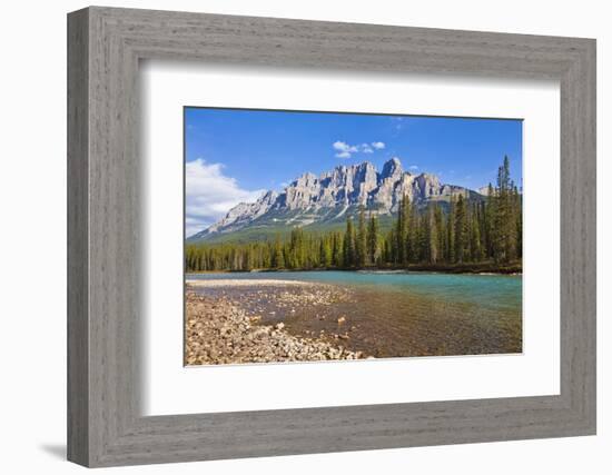 Castle Mountain Behind the Bow River at Castle Junction-Neale Clark-Framed Photographic Print