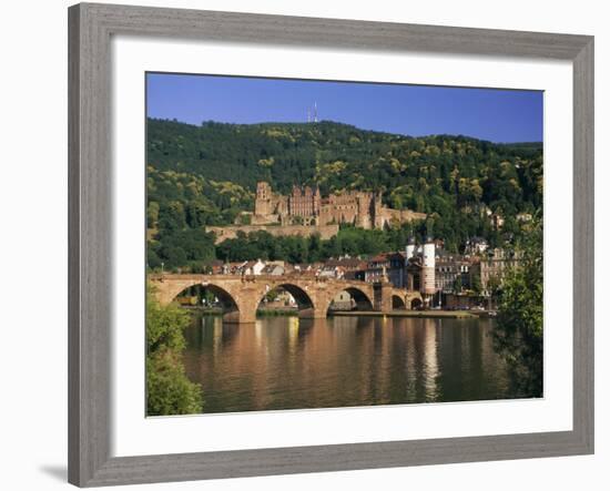 Castle, Neckar River and Alte Bridge, Heidelberg, Baden Wurttemberg, Germany, Europe-Gavin Hellier-Framed Photographic Print