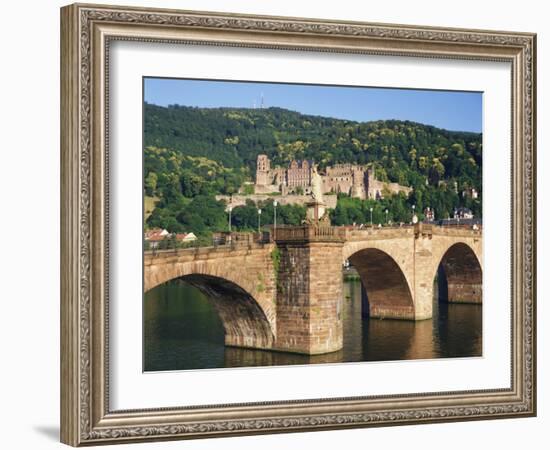 Castle, Neckar River and Alte Bridge, Heidelberg, Baden-Wurttemberg, Germany, Europe-Gavin Hellier-Framed Photographic Print