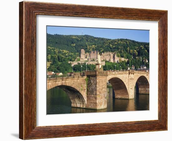 Castle, Neckar River and Alte Bridge, Heidelberg, Baden-Wurttemberg, Germany, Europe-Gavin Hellier-Framed Photographic Print