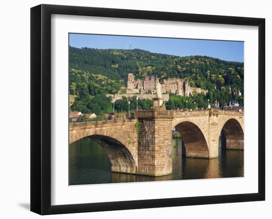 Castle, Neckar River and Alte Bridge, Heidelberg, Baden-Wurttemberg, Germany, Europe-Gavin Hellier-Framed Photographic Print