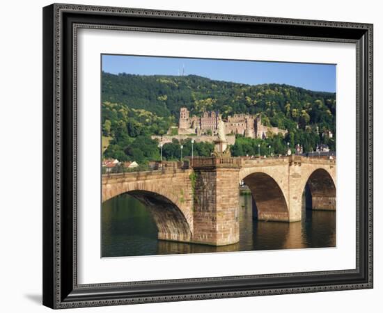 Castle, Neckar River and Alte Bridge, Heidelberg, Baden-Wurttemberg, Germany, Europe-Gavin Hellier-Framed Photographic Print