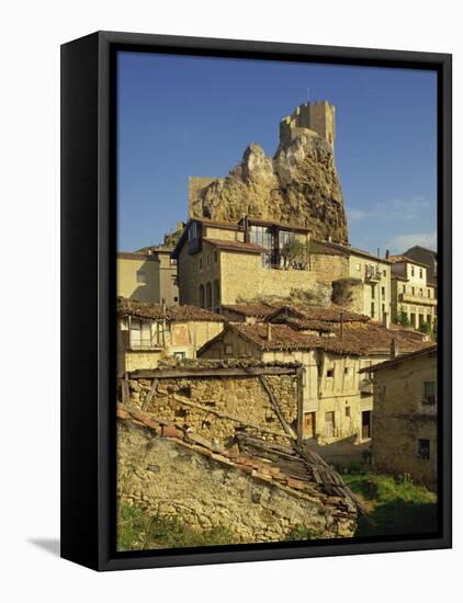 Castle on Skyline and Village Houses, Frias, Castile Leon, Spain, Europe-Michael Busselle-Framed Premier Image Canvas