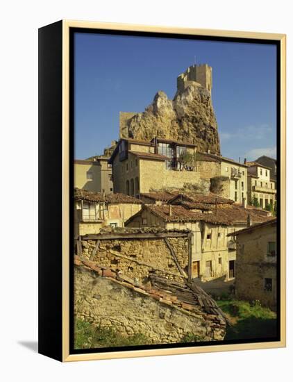 Castle on Skyline and Village Houses, Frias, Castile Leon, Spain, Europe-Michael Busselle-Framed Premier Image Canvas
