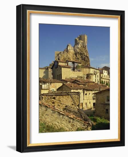 Castle on Skyline and Village Houses, Frias, Castile Leon, Spain, Europe-Michael Busselle-Framed Photographic Print