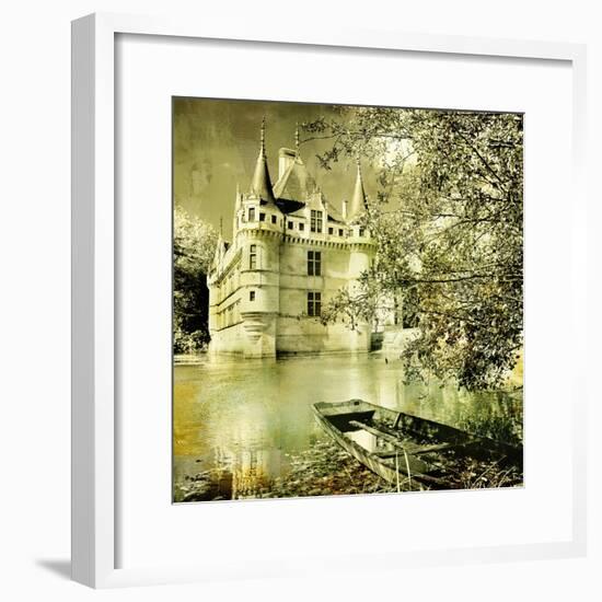 Castle On Water -Artwork In Painting Style-Maugli-l-Framed Premium Giclee Print
