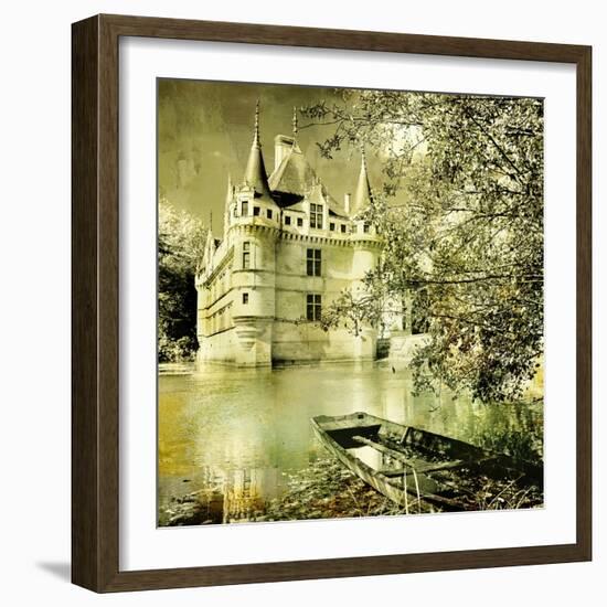 Castle On Water -Artwork In Painting Style-Maugli-l-Framed Art Print
