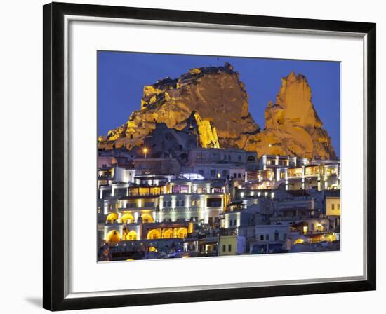 Castle Rocks of Uchisar at Night, Cappadocia, Anatolia, Turkey-Rainer Mirau-Framed Photographic Print