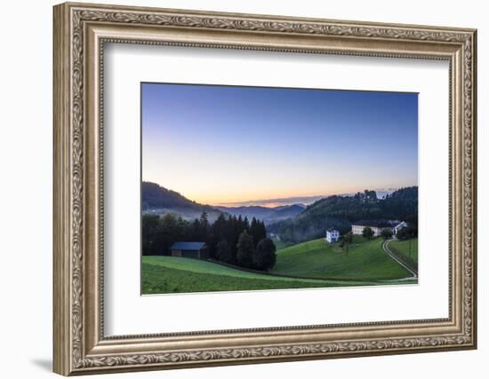 Castle Ruin Prandegg and Farms at Sundown, Austria-Volker Preusser-Framed Photographic Print