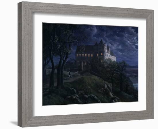 Castle Scharfenberg at Night, 1827-Ernst Ferdinand Oehme-Framed Giclee Print