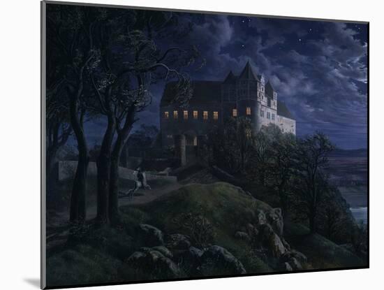 Castle Scharfenberg at Night, 1827-Ernst Ferdinand Oehme-Mounted Giclee Print