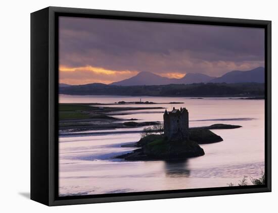 Castle Stalker on Loch Linnhe, Silhouetted at Dusk, Argyll, Scotland, United Kingdom, Europe-Nigel Francis-Framed Premier Image Canvas